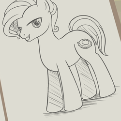 Size: 500x500 | Tagged: safe, artist:drawponies, artist:terminuslucis, comic:adapting to night, monochrome, preview, solo