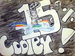 Size: 2592x1944 | Tagged: artist needed, safe, rainbow dash, human, g4, 20% cooler, flying, traditional art