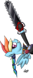 Size: 651x1538 | Tagged: safe, artist:zsparkonequus, rainbow dash, g4, chainsaw, cosplay, crossover, female, final fantasy vi, simple background, smiling, solo, transparent background