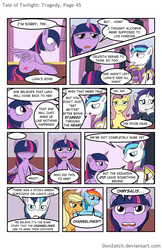 Size: 792x1224 | Tagged: safe, artist:donzatch, applejack, fluttershy, rainbow dash, rarity, shining armor, twilight sparkle, alicorn, pony, comic:tale of twilight, g4, comic, crying, female, mare, twilight sparkle (alicorn)