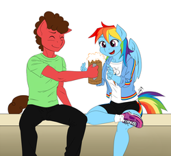 Size: 1200x1092 | Tagged: safe, artist:pia-sama, rainbow dash, oc, anthro, g4, cider, palindrome get