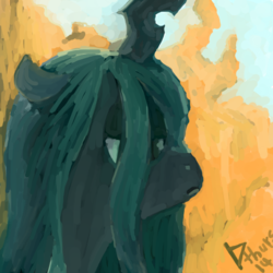 Size: 512x512 | Tagged: safe, artist:thornthurs, queen chrysalis, changeling, changeling queen, g4, female, portrait, solo