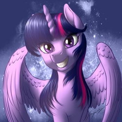 Size: 1500x1500 | Tagged: safe, artist:bluespaceling, twilight sparkle, alicorn, pony, g4, adorkable, cute, dork, female, grin, mare, portrait, pretty, smiling, solo, twilight sparkle (alicorn)