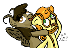 Size: 1274x848 | Tagged: safe, artist:niksiekins, carrot top, golden harvest, oc, mothpony, original species, g4, impossibly long tongue, licking, proboscis, tongue out