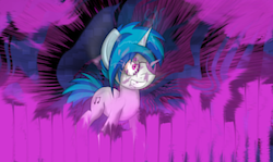 Size: 2679x1595 | Tagged: safe, artist:frisky, dj pon-3, vinyl scratch, g4, bloodshot eyes, female, glasses, solo