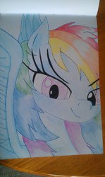 Size: 691x1156 | Tagged: safe, artist:maybyaghost, rainbow dash, g4, female, pencil drawing, solo, traditional art