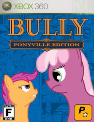 Size: 783x1021 | Tagged: safe, cheerilee, scootaloo, g4, bully, bully (video game), parody, ponyville, xbox 360