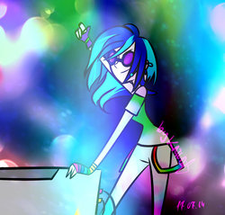 Size: 1024x980 | Tagged: safe, artist:katedoof, dj pon-3, vinyl scratch, human, g4, female, humanized, solo