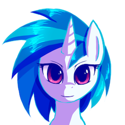 Size: 1000x1000 | Tagged: dead source, safe, artist:coma392, dj pon-3, vinyl scratch, g4, bust, female, horn, looking at you, mare, pixiv, portrait, simple background, smiling, smiling at you, solo, white background