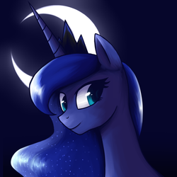 Size: 1000x1000 | Tagged: safe, artist:coma392, princess luna, g4, female, moon, pixiv, solo