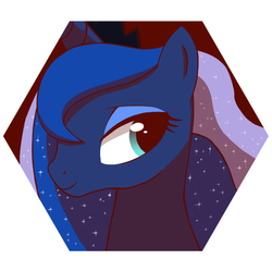 Size: 600x600 | Tagged: safe, artist:coma392, princess luna, g4, female, hexagon, pixiv, solo