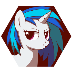 Size: 600x600 | Tagged: safe, artist:coma392, dj pon-3, vinyl scratch, g4, female, hexagon, pixiv, solo