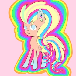 Size: 5555x5555 | Tagged: safe, artist:bambinen, oc, oc only, oc:colorido risa, earth pony, pony, absurd resolution, rainbow power, rainbow power-ified, solo