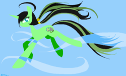 Size: 868x528 | Tagged: safe, artist:sasinun, oc, oc only, oc:windy leaf, pony, unicorn, solo, wind