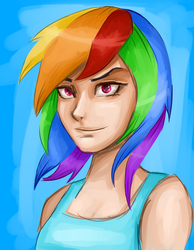 Size: 2776x3576 | Tagged: safe, artist:clrb, rainbow dash, human, g4, female, high res, humanized, solo