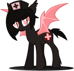 Size: 1393x1335 | Tagged: safe, artist:icyvignette, oc, oc only, oc:blood bank, bat pony, pony, nurse, solo