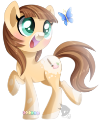 Size: 2200x2700 | Tagged: safe, artist:jojuki, oc, oc only, butterfly, earth pony, pony, blushing, high res, solo