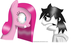 Size: 3300x2083 | Tagged: safe, artist:facelesssoles, pinkie pie, g4, duo, high res, jeff the killer, meme, pinkamena diane pie