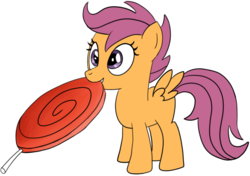 Size: 776x547 | Tagged: safe, artist:uber-dragon, scootaloo, g4, candy, cute, cutealoo, female, lollipop, nom, solo