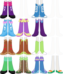 Size: 892x1050 | Tagged: safe, artist:liggliluff, applejack, cheerilee, derpy hooves, fluttershy, pinkie pie, rainbow dash, rarity, trixie, twilight sparkle, equestria girls, g4, boots, clothes, dress up, dressup game, flip-flops, high heel boots, legs, pictures of legs, shoes, vector