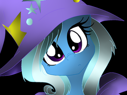 Size: 1024x768 | Tagged: safe, artist:laliiyeaah, edit, trixie, pony, unicorn, g4, :<, female, frown, head tilt, looking at you, mare, portrait, solo