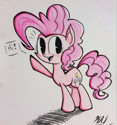Size: 1135x1219 | Tagged: safe, artist:pelate, pinkie pie, g4, female, hi, solo, traditional art