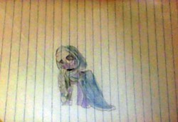Size: 426x291 | Tagged: safe, artist:gracie_cleopatra, pegasus, pony, braid, cape, clothes, crossover, elsa, frozen (movie), lined paper, photo, ponified, solo, traditional art