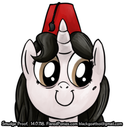 Size: 1000x1000 | Tagged: safe, artist:smudge proof, oc, oc only, oc:smudge proof, pony, unicorn, avatar, c:, commission, fez, hat, mugshot, portrait, smiling, solo