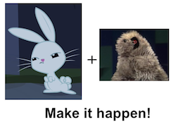 Size: 750x550 | Tagged: safe, angel bunny, g4, exploitable meme, make it happen, meme, ratty, ratty the handpuppet, x-play