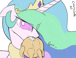 Size: 1280x984 | Tagged: safe, artist:darkflame75, princess celestia, g4, biting, celestiadoodle, cute, cutelestia, derail in the comments, drool, edible heavenly object, female, floppy ears, glare, growling, mouth hold, nom, sillestia, solo, sun, tangible heavenly object