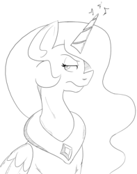 Size: 1000x1267 | Tagged: safe, artist:purple-yoshi-draws, princess celestia, g4, female, magic, monochrome, solo, unamused