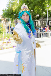 Size: 1365x2048 | Tagged: safe, artist:dtjaaaam, princess celestia, human, g4, 2014, clothes, convention, cosplay, day, fanimecon, gloves, irl, irl human, photo, rule 63