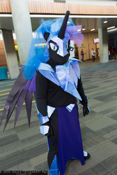 Size: 1365x2048 | Tagged: artist needed, safe, nightmare moon, human, g4, 2014, convention, cosplay, fanimecon, irl, irl human, photo, ponysuit