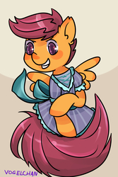 Size: 1280x1920 | Tagged: safe, artist:vogelchan, scootaloo, g4, clothes, dress, female, magical girl, solo