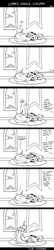 Size: 1400x6500 | Tagged: safe, artist:lovelyneckbeard, princess luna, g4, ask, comic, monochrome, pouting, sleeping, tumblr, zzz