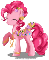 Size: 1332x1624 | Tagged: safe, artist:tiffanymarsou, part of a set, pinkie pie, g4, female, flower, may festival, simple background, solo, transparent background