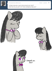 Size: 646x886 | Tagged: safe, artist:erthilo, octavia melody, earth pony, pony, ask octavia, g4, ask, bowtie, eyes closed, female, mare, no pupils, solo, tumblr