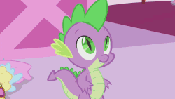 Size: 1280x720 | Tagged: safe, screencap, rarity, spike, dragon, pony, unicorn, g4, inspiration manifestation, affection, animated, blushing, carousel boutique, clothes, cute, door, feather boa, female, magic, male, mare, mirror, shipping fuel, shy, smiling, spikabetes, telekinesis, touch, wriggle, zoom