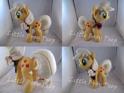 Size: 1597x1199 | Tagged: safe, artist:little-broy-peep, applejack, g4, bandana, hatless, irl, missing accessory, neckerchief, photo, plushie, solo