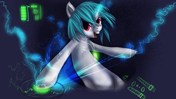 Size: 7035x3955 | Tagged: safe, artist:php154, dj pon-3, vinyl scratch, g4, female, solo