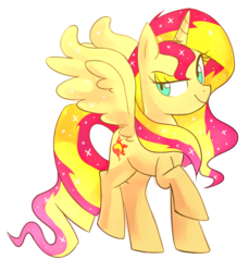 Size: 907x989 | Tagged: safe, artist:kaji-tanii, sunset shimmer, alicorn, pony, g4, alicornified, female, race swap, shimmercorn, simple background, solo, transparent background