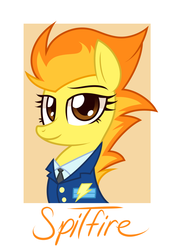 Size: 863x1237 | Tagged: dead source, safe, artist:php92, spitfire, pony, g4, clothes, female, portrait, simple background, solo, uniform