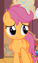 Size: 567x933 | Tagged: safe, screencap, scootaloo, flight to the finish, g4, female, sad, scootasad, solo