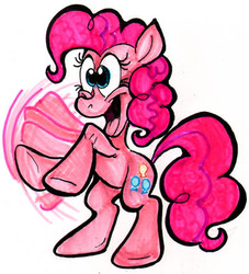 Size: 400x441 | Tagged: safe, artist:vinci nicolaides, pinkie pie, g4, female, solo, traditional art