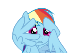 Size: 5704x4053 | Tagged: safe, artist:aborrozakale, rainbow dash, g4, absurd resolution, female, scared, simple background, solo, transparent background, vector, wing hands