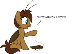 Size: 4535x3351 | Tagged: safe, artist:outlawedtofu, oc, oc only, oc:general scuttles, oc:roachpony, cockroach, insect, pony, radroach, fallout equestria, /foe/, cute, ocbetes, raised hoof, simple background, transparent background, vector