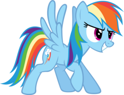 Size: 1084x833 | Tagged: safe, artist:zacatron94, rainbow dash, pegasus, pony, g4, confident, female, grin, simple background, solo, spread wings, transparent background, vector, wings