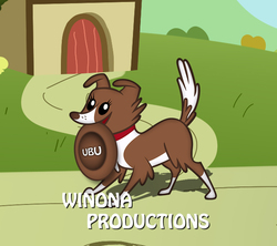 Size: 900x800 | Tagged: safe, artist:dan232323, winona, dog, g4, closing logo, female, sit ubu sit, solo, ubu productions