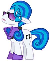 Size: 456x562 | Tagged: safe, artist:durpy, color edit, dj pon-3, hoity toity, vinyl scratch, earth pony, pony, g4, record scrape, rule 63, solo