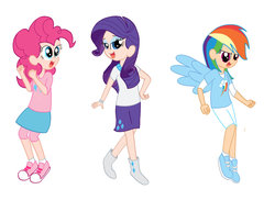 Size: 1024x747 | Tagged: safe, artist:candycorporation, pinkie pie, rainbow dash, rarity, human, g4, clothes, converse, humanized, shoes, skirt, winged humanization